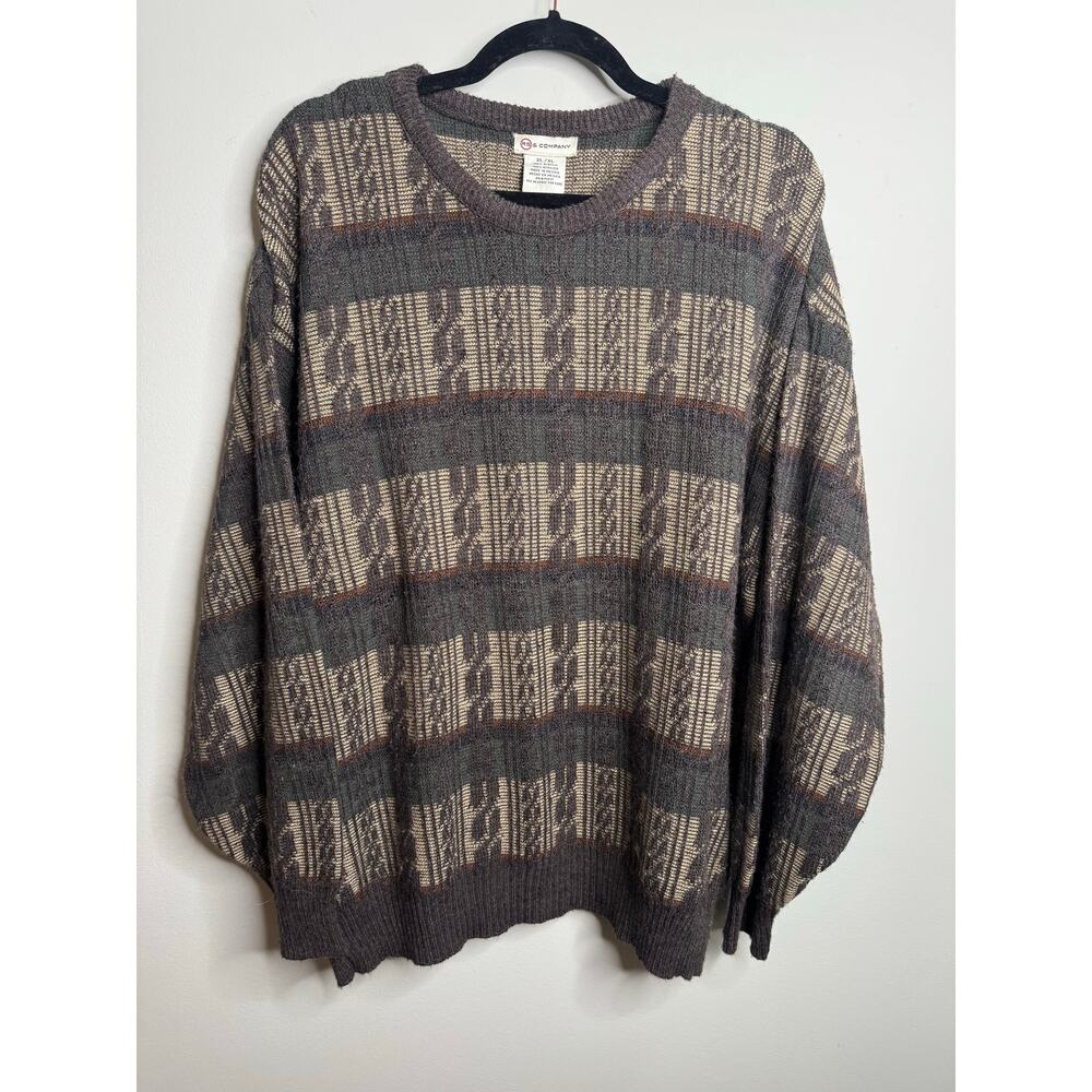 RS Company Vintage 80s 90s Acrylic Washable Striped Crewneck Sweater Size XL